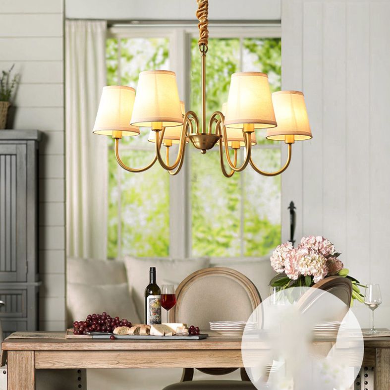 Gold Copper Pendant Light in Traditional Classic Style Flax Sputnik Hanging Light for Living Room