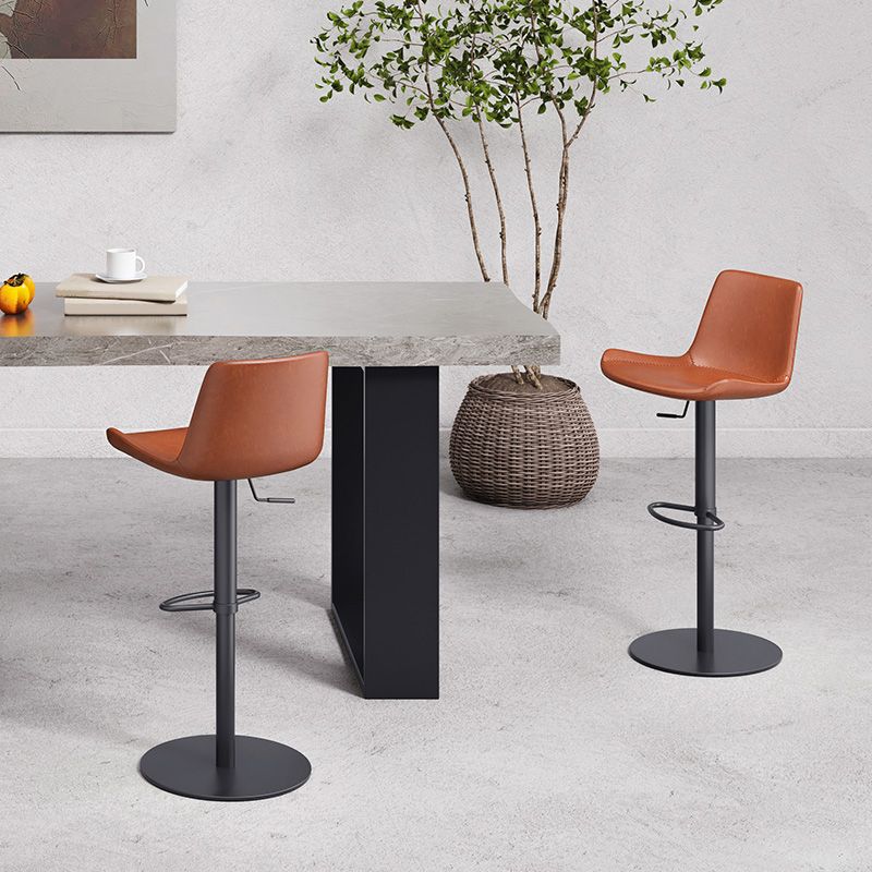 Adjustable Bar Stool Leather Backrest Counter Stool with Swivel