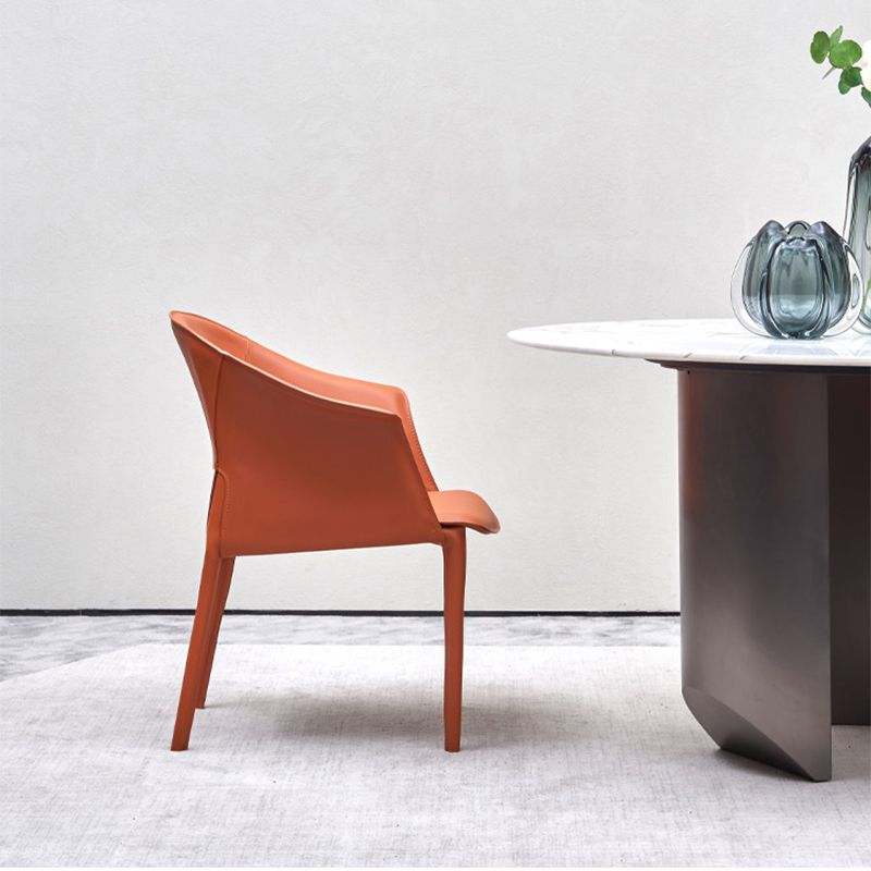 Contemporary Upholstered Arm Chair Solid Back Dining Chair for Dining Room