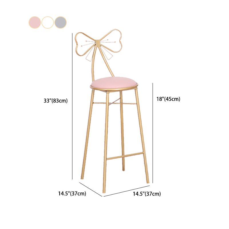 Indoor Upholstered Bar Stools Round Gold Base Scandinavian Counter Bar Stool