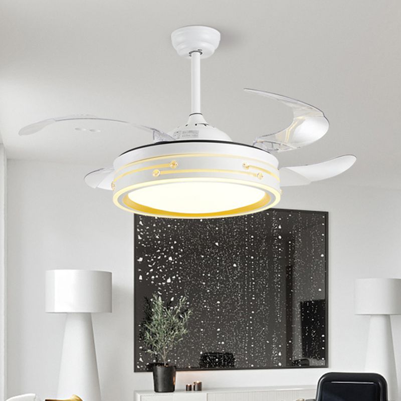 Drum Shade 4-Blade Hanging Lüfterlampe Einfache LED White Semi Flush Mount, 20 "breit