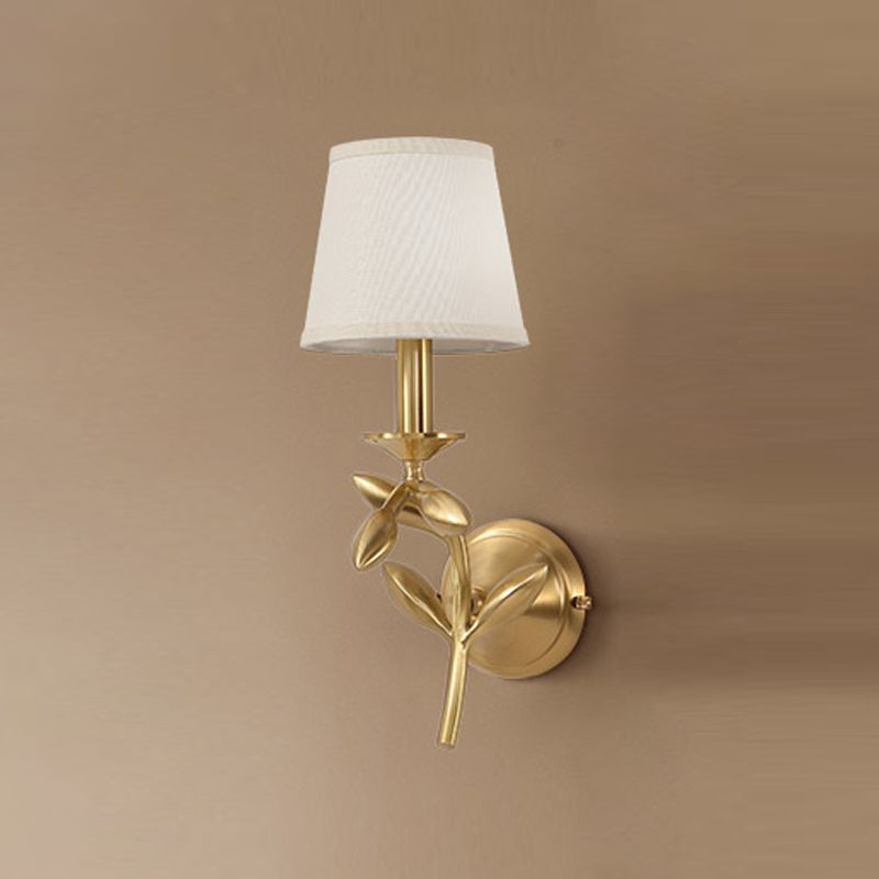 American Style Branch Wall Light Natural Burlap Shade Wall Sconce with Brass