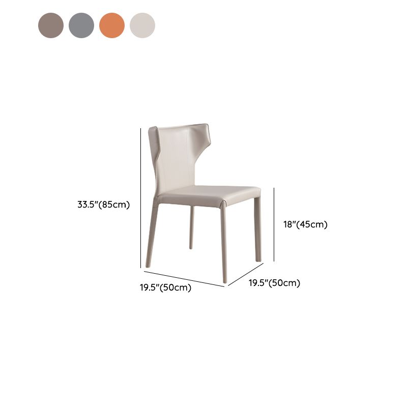 Contemporary Side Chair Solid Back Faux Leather Dining Room Chair for Indoor