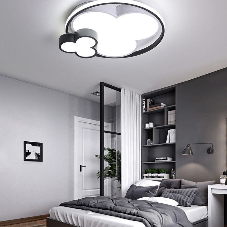 Modern Plum Shaped Flush Light Acrylic Bedroom LED Ceiling Mount Light in Black-White