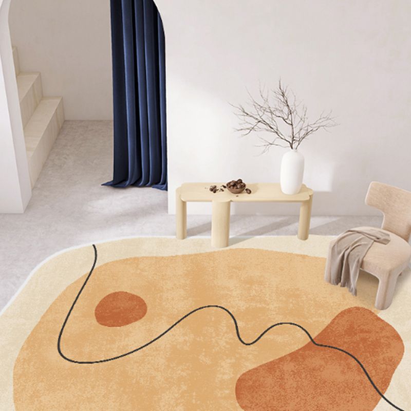 Novelty Shape Carpet Minimalist Contrast Panel Rug Polyester Washable Carpet with Non-Slip Backing