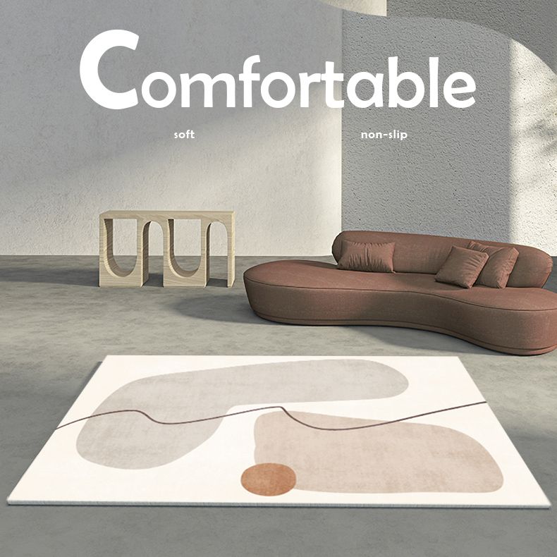 Apricot Tone Modern Indoor Rug Polyester Abstractic Print Carpet Easy Care Rug for Home Decoration