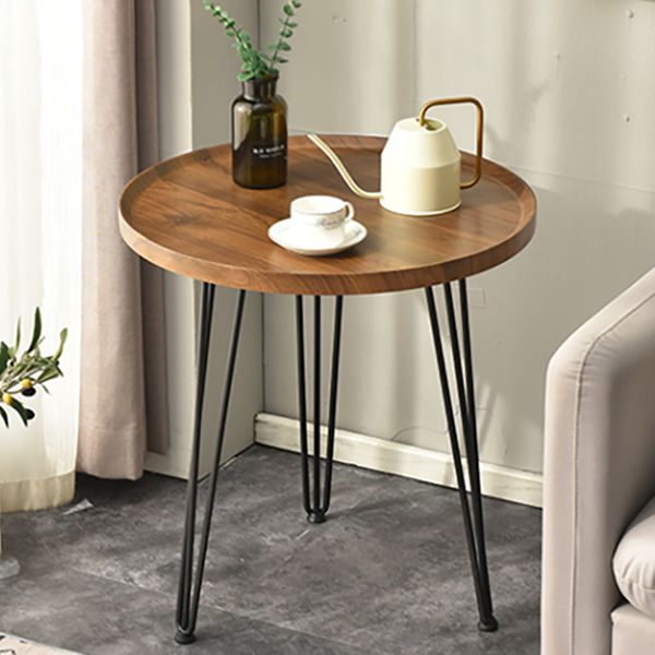 3 Legs Round Coffee Table Wooden Coffee Table in Brown Modern Style