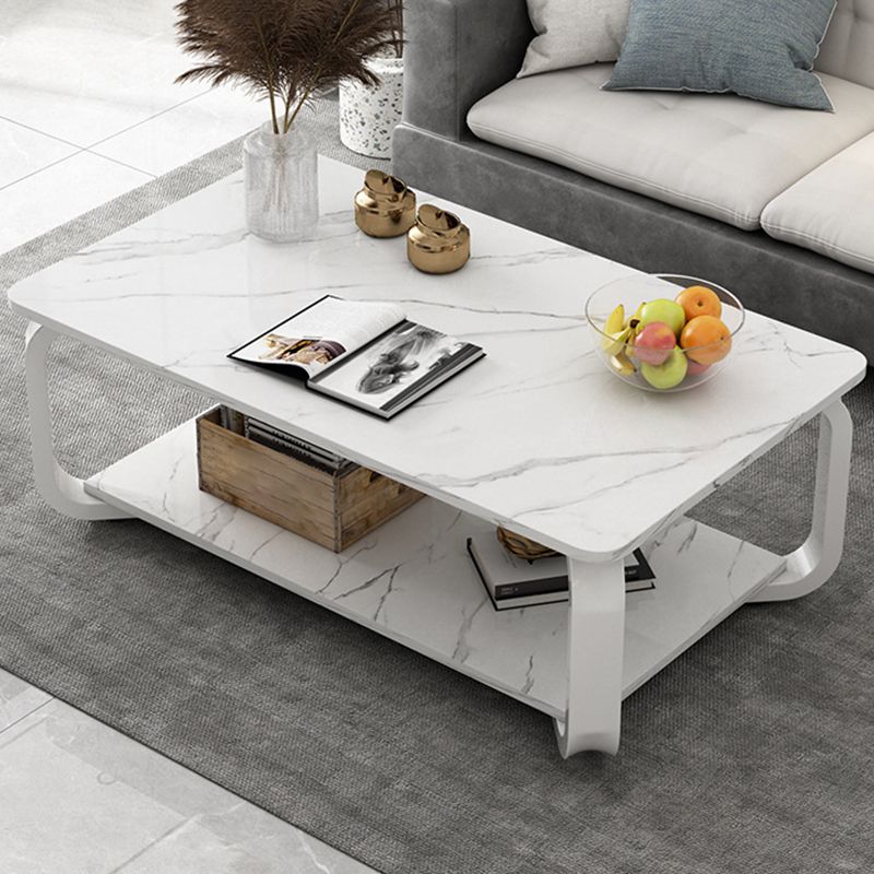 Glam Coffee Table with Cross Legs and Storage Shelf Cocktail Table