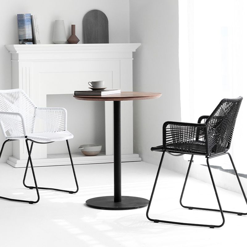 Contemporary Plastic Barstool Armed Stool with Steel Black Frame