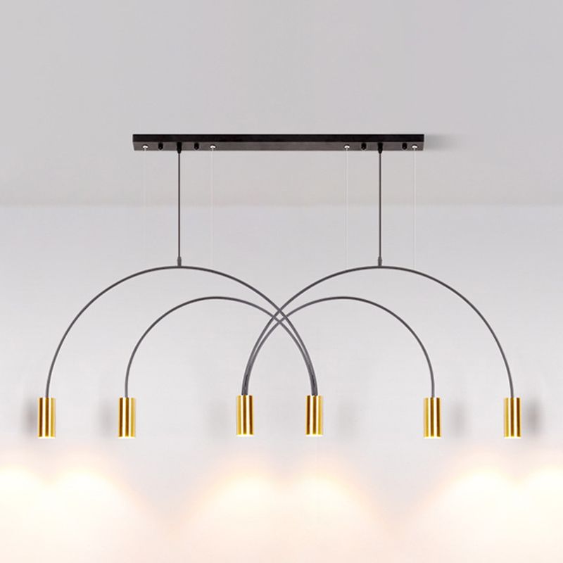 Metal Cylindrical Shade Island Pendant Modern Style Multi Light Island Lighting