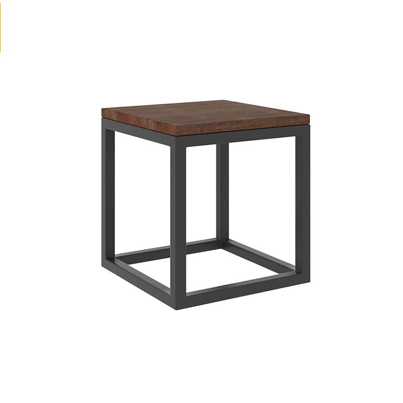 Scandinavian Nesting Coffee Table Set with Solid Wood Top and Iron Base