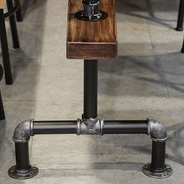 Wood Top Water Pipe Frame Counter Table Industrial 42-inch Height Table for Dinning Room