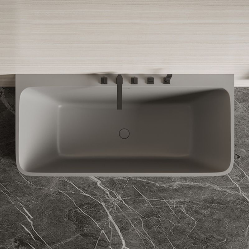 Modern Stone Soaking Bathtub Rectangle Back to Wall Bathtub With Faucet