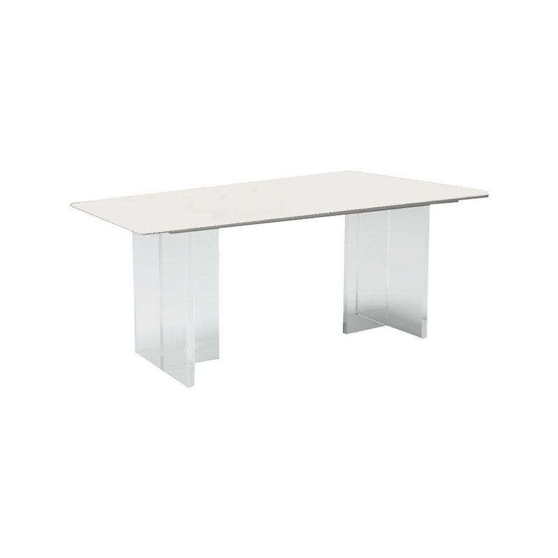 Glam Dinette Set with Solid Back Chairs 1/2/4/6/7/8 Pieces Glossy White Dining Table Set