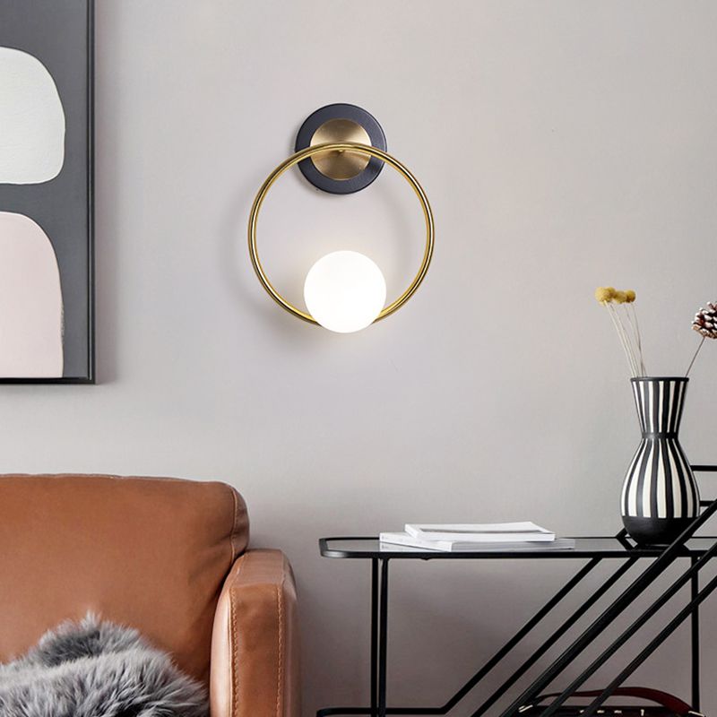 Discina de pared de vidrio blanco 1 lámpara de luz montada en la pared para sala de estudio