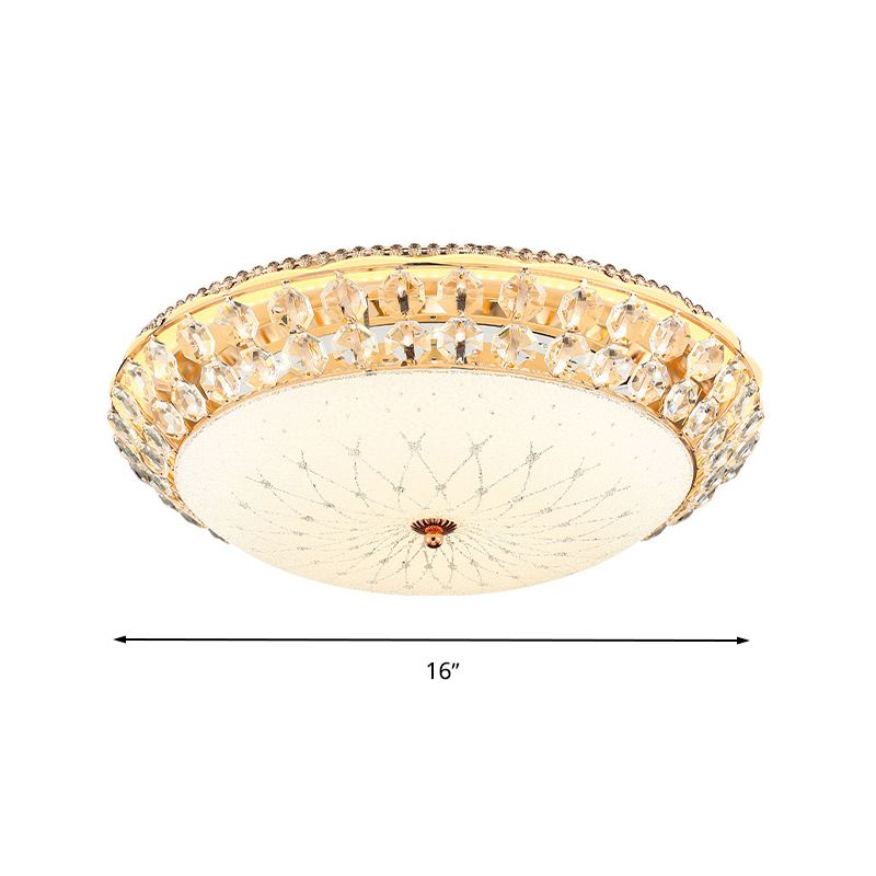 Sala de estar con cúpula de cristal de color blanco Luz de techo de simplicidad LED de cristal con acento de cristal facetado, 12 "/16" /19,5 "