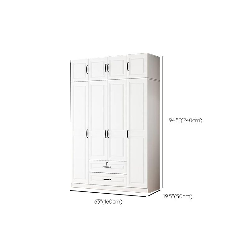 Hinged Wardrobe Cabinet White Wardrobe Armoire with Shelves for Home