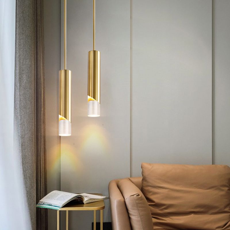 Acryl cilindrisch LED hanglamp in moderne creatieve stijl smeedijzeren hangende lamp voor slaapkamer