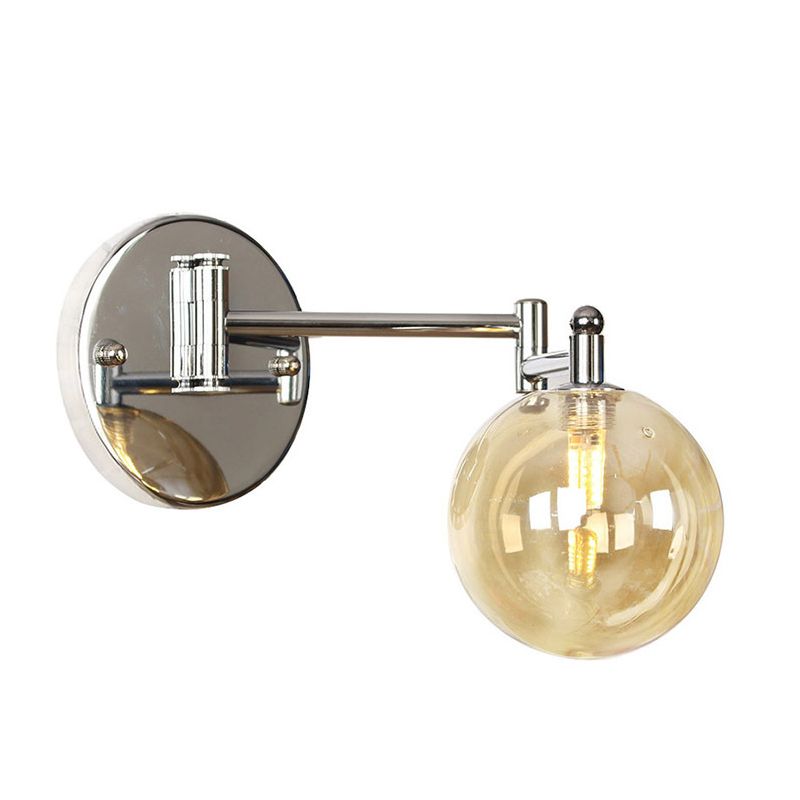 Adjustable Industrial Globe Sconce Glass 1-Light Sconce Light
