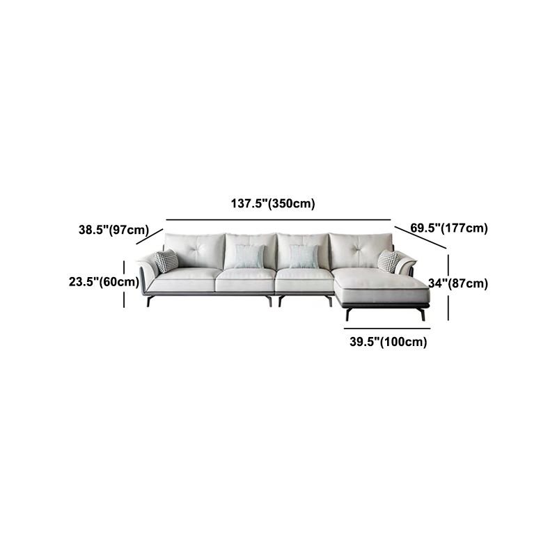 Black 4-seat Flared Arm Sectional Pillow Back Stain-resistant Sectional