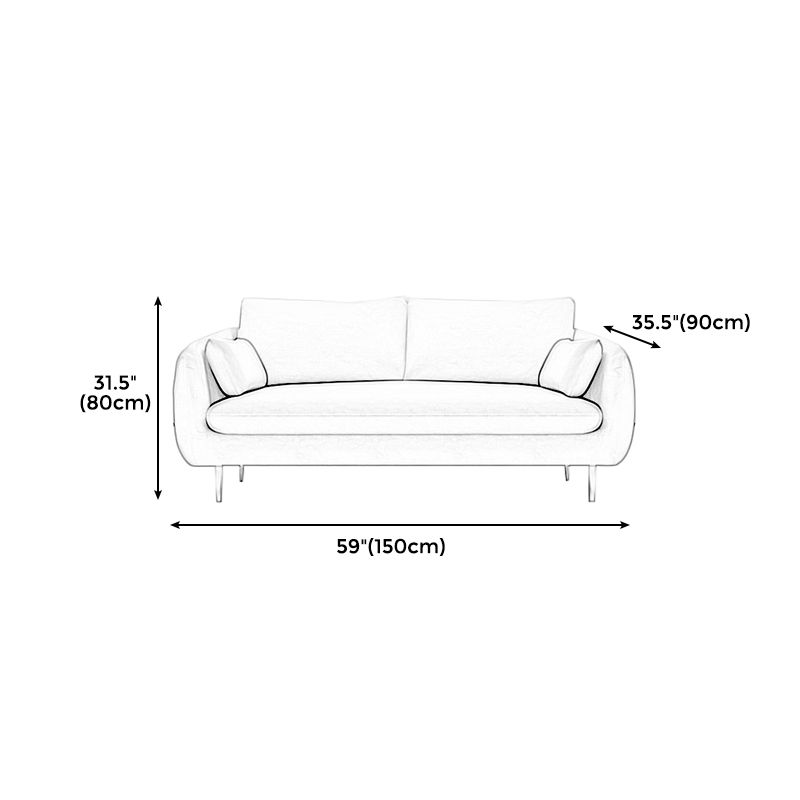 Modern Standard Cushions Sofa 25.5"W Square Arm Sofa with Bolster Pillows for Living Room