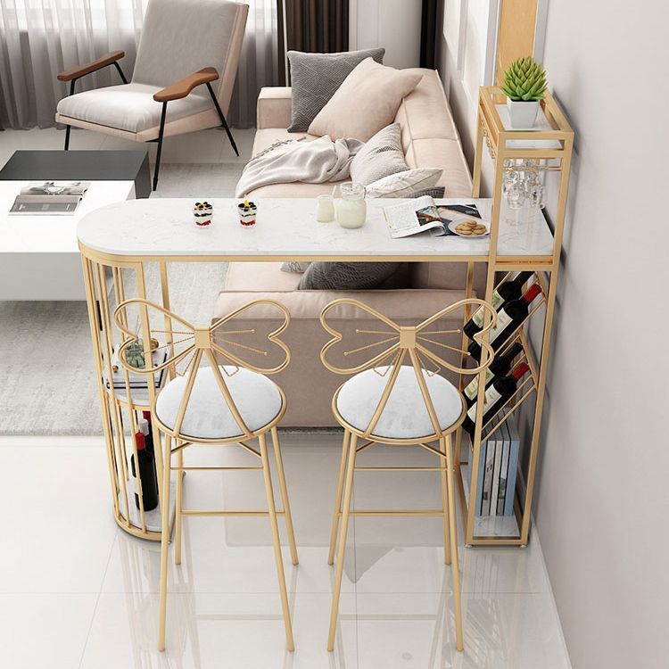 1/2/3 Pieces Marble Bar Table Set Matte Finish Bar Stool and Table Set