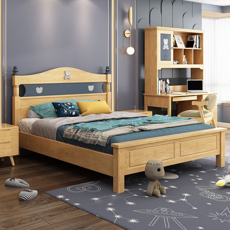 Scandinavian Solid Wood with Headboard Camelback Panel Standard Bed