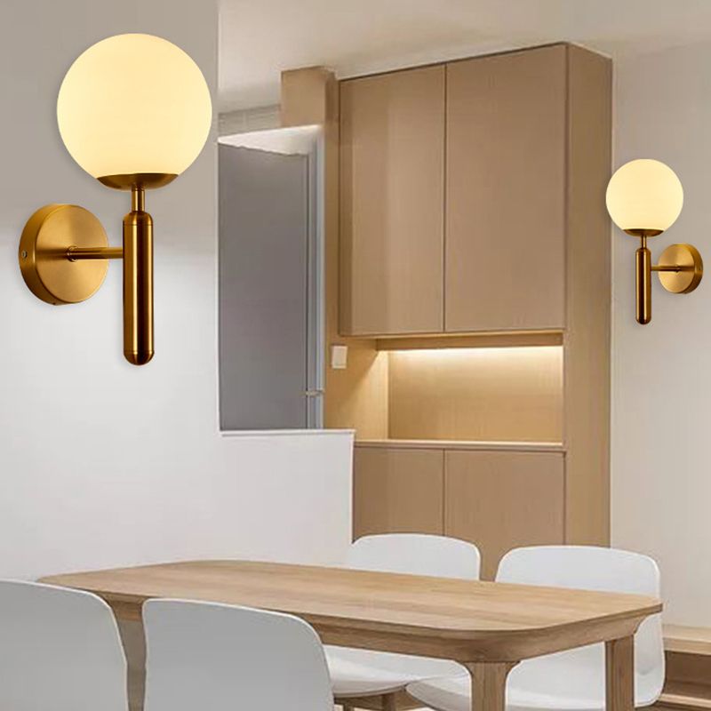 Metal Modern Wall Sconce Ball Shape Vanity Lamp with Glass Shade for Bathroom