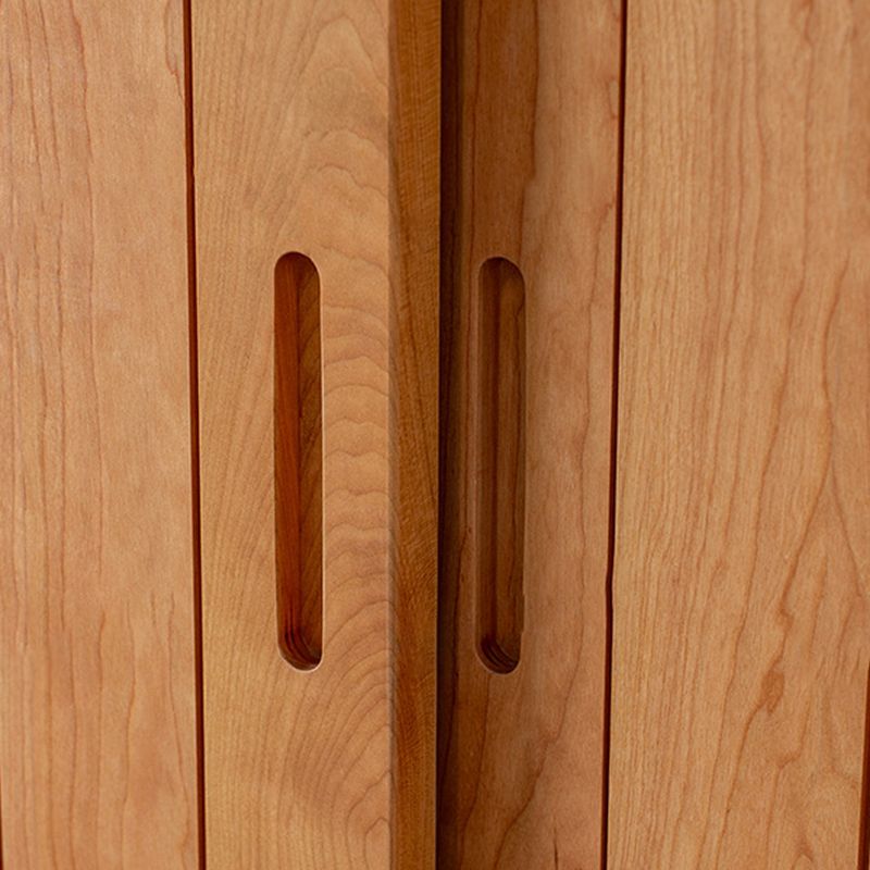 Wooden Kid's Wardrobe in Brown High Gloss Coat Locker with Garment Rod