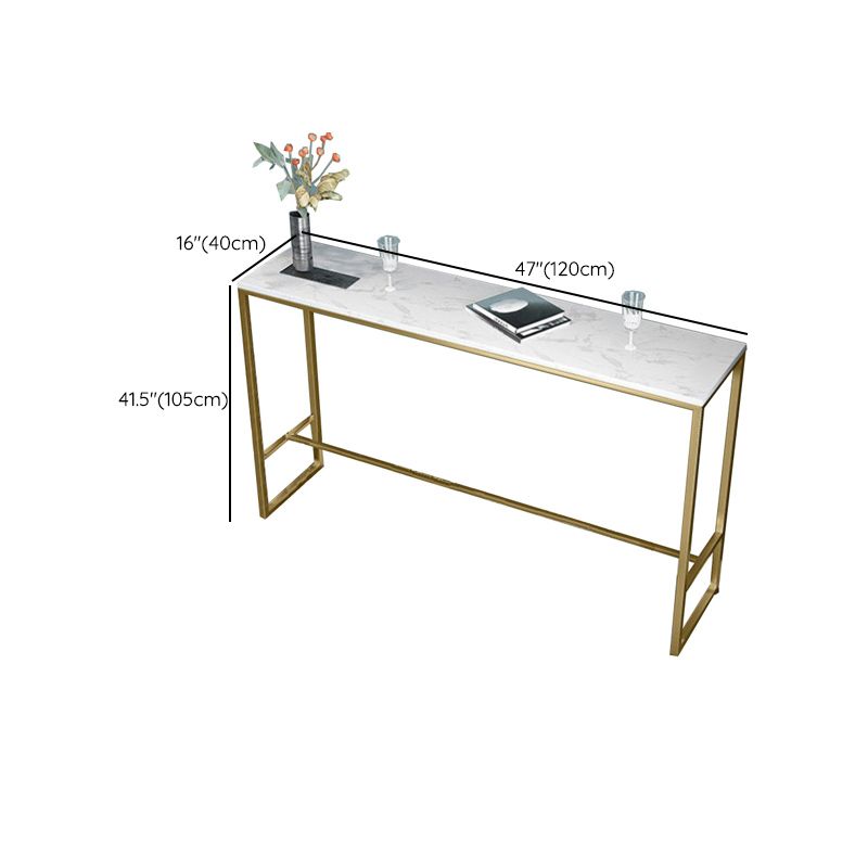 White Sintered Stone Bar Table Trestle Base Dining Table for Kitchen