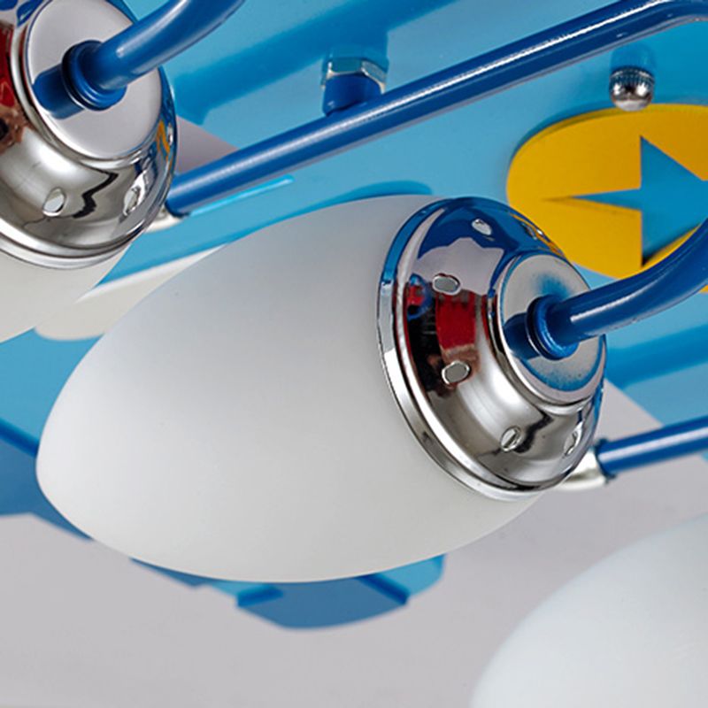 Blue Glass Flush Mount Creative Plane Flush Ceiling Light for Children's Room