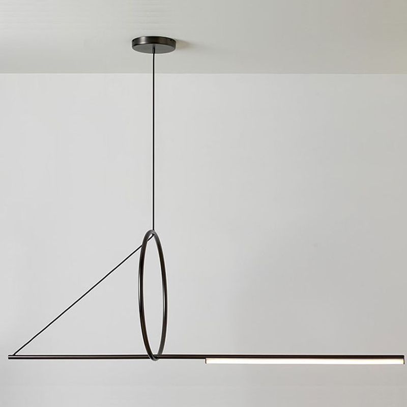 Geometric Island Lighting Fixtures Modern Chandelier Metal 1 Light Island Lamps in Black