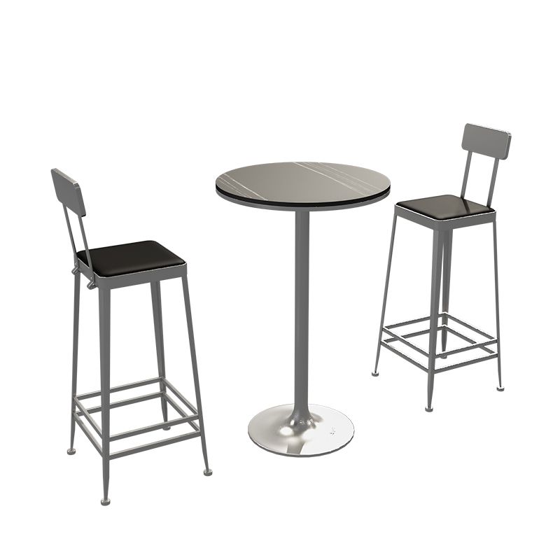 Modern Style Bar Table Set 1/3 Pieces Stone Round Bistro Set for Indoor