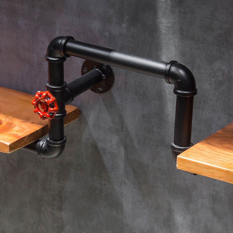 Matte Black Solid Wood Wine Rack Bottle Industrial Wall Mounted Bottle Rack Wood and Metal