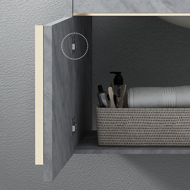 Glam Sink Vanity Wall-Mounted 2 Doors Rectangle Single Bathroom Sink Vanity with Mirror