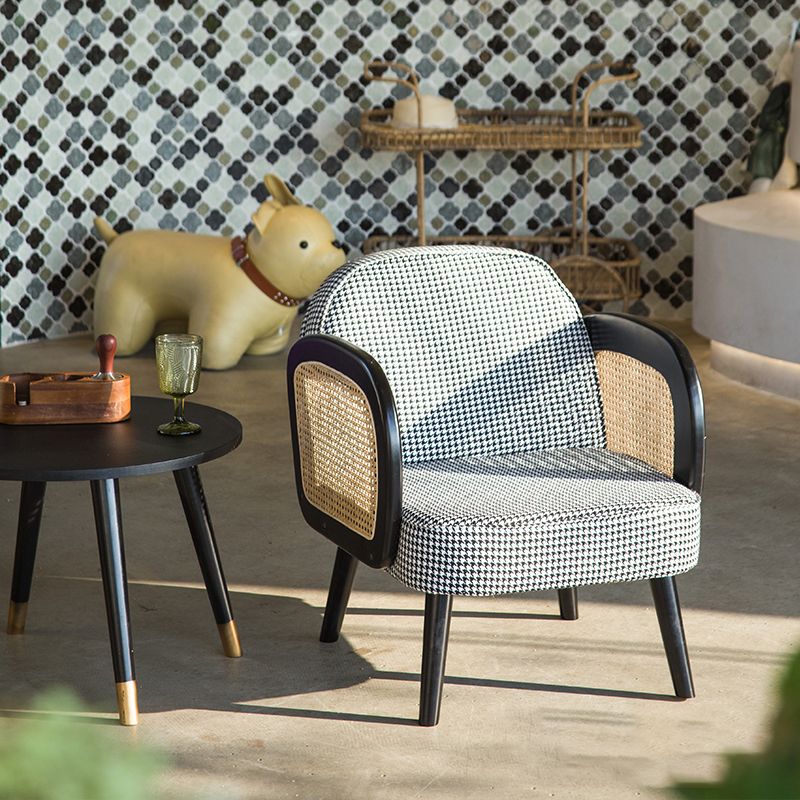 Industrial Upholstered Accent Armchair 4 Legs Wood Frame Armchair