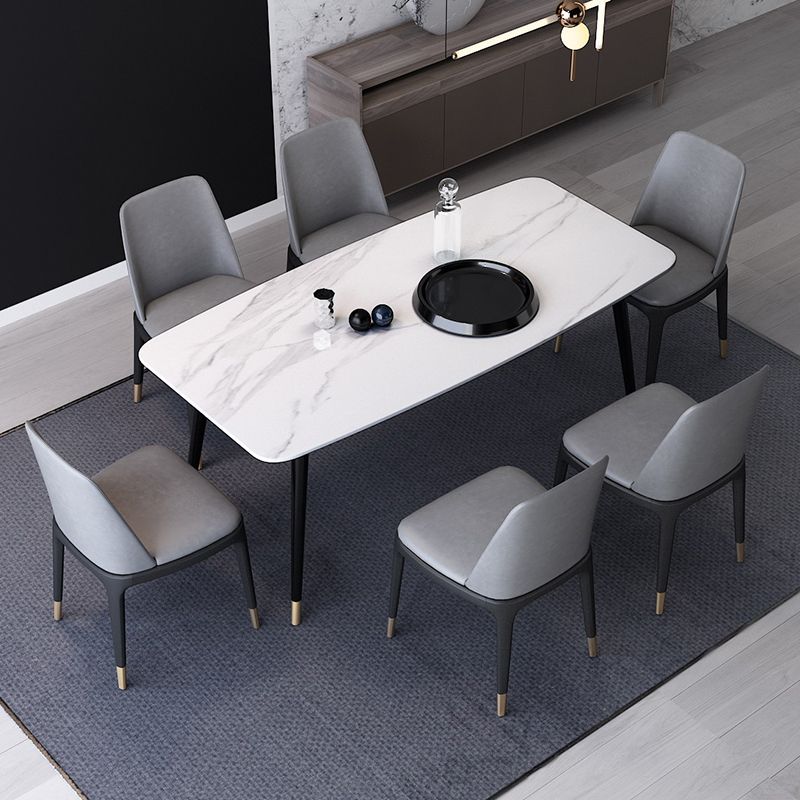 Industrial Sintered Stone Dining Table Rectangle Table with 4 Legs