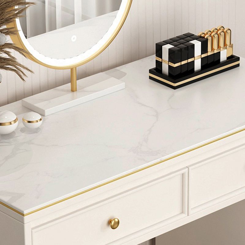 Glam Slate Top Make-up Vanity 4 Drawer Vanity Desk for Bedroom