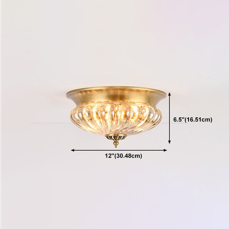 Glass Shade Ceiling Lamp Simplistic Aisle Brass Ceiling Mounted Light