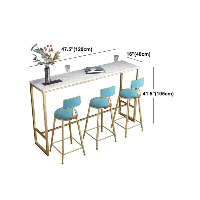 Marble Indoor Trestle Hall/Pub Table Contemporary Bistro Bar Table in White