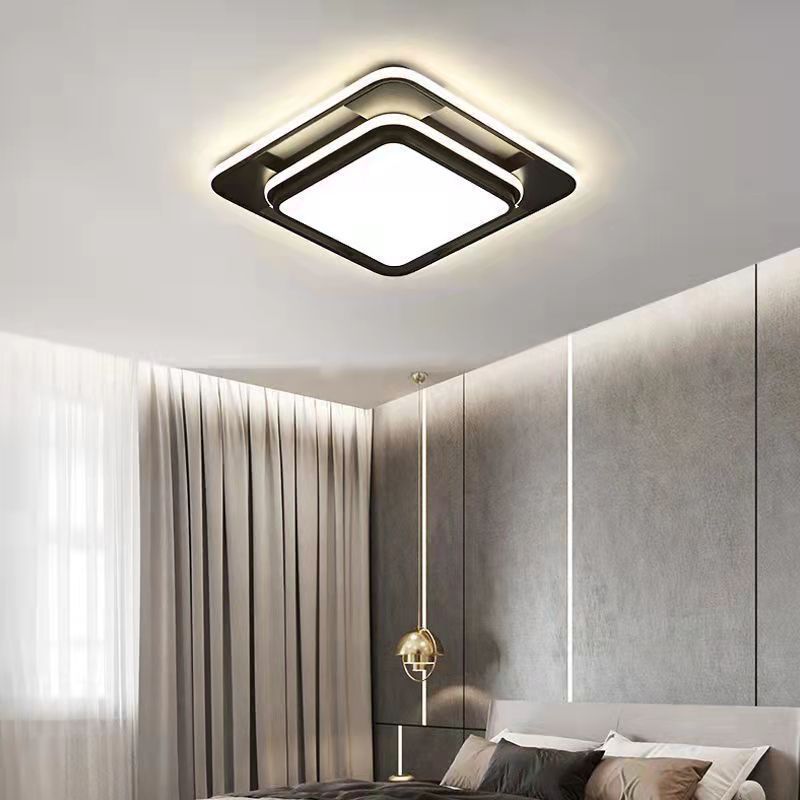 Black Modern Style Flush Ceiling Lights 1-Light Geometric Acrylic Flush Mount Fixture