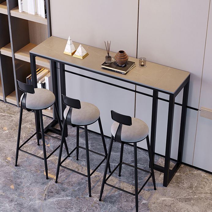 Contemporary Rectangle Bar Dining Table Stone Top and Iron Base  Bar Table