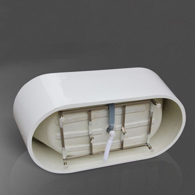 Acrylic Oval Bathtub with Overflow Trim White Soaking Tub with Drain