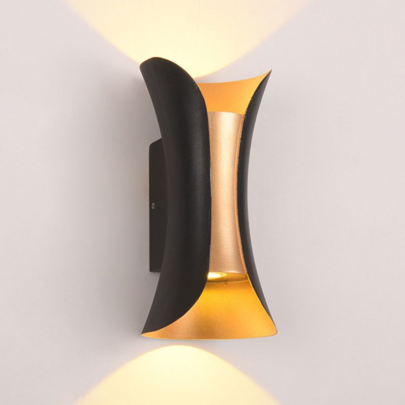 Luces de apliques de pared de 2 luces Estilo moderno Lámpara de pared de aluminio en negro y dorado