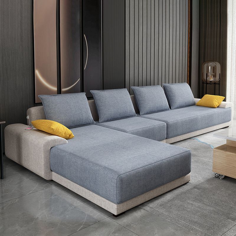 Contemporary Removable Cushions Loose Back Sofa with Reversible Chaise for Living Room