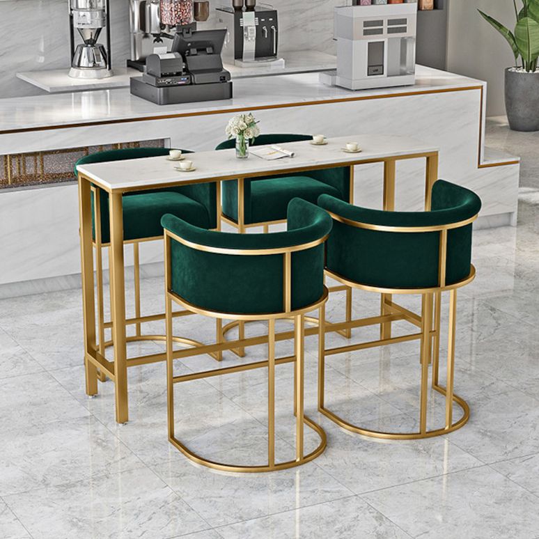 Round Stone Bistro Set 1/2/3/5 Pieces Glam Gold Base Table and Stools