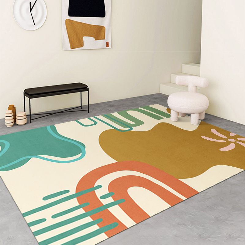 Modern Color Piece Rug Polyester Orange Rug Stain Resistant Rug for Drawing Room