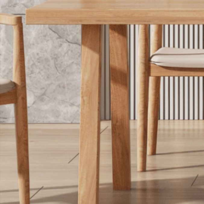 Pine Wood Top Dining Table Rectangle Solid Wood Table with 4 Legs