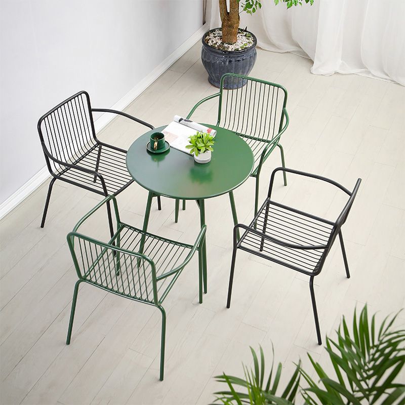 Metal Green Industrial End Table Water Resistant Iron Side Table