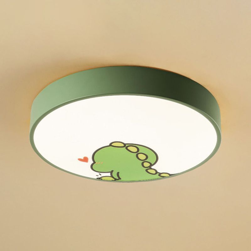 Plafonnier encastré à LED à motifs de dessin animé pour enfants, plafonnier en acrylique pour chambre à coucher avec abat-jour rond en métal